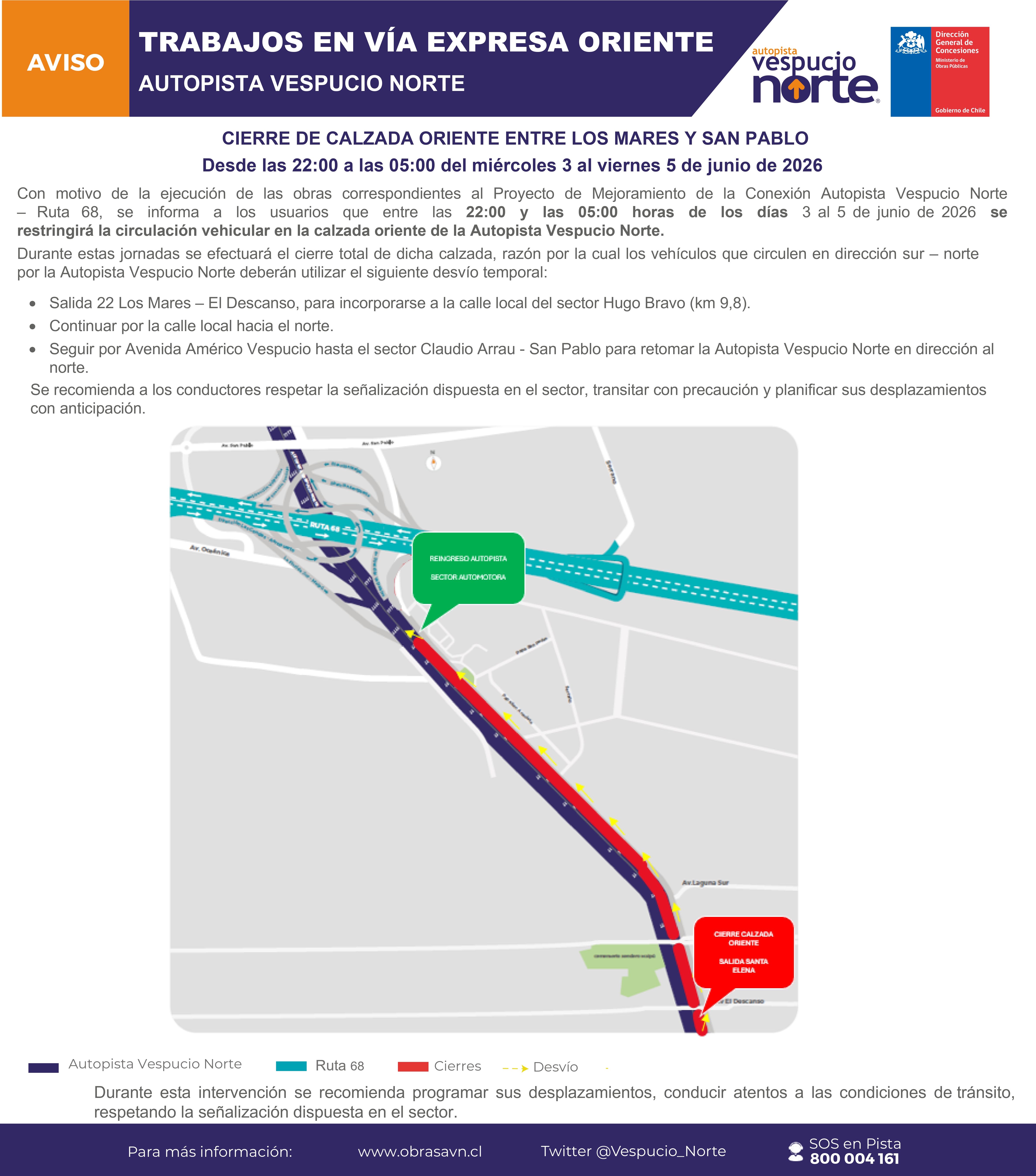 RESTRICCIÓN DE CALZADA ORIENTE AVN (DIRECCIÓN AL NORTE)